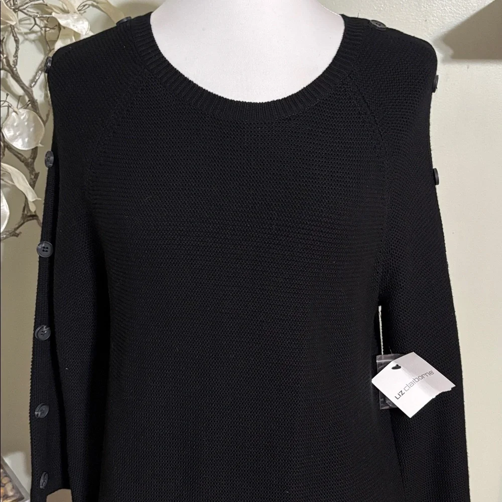 Liz Claiborne Black Sweater with Button Detail - Picture 2 of 5
